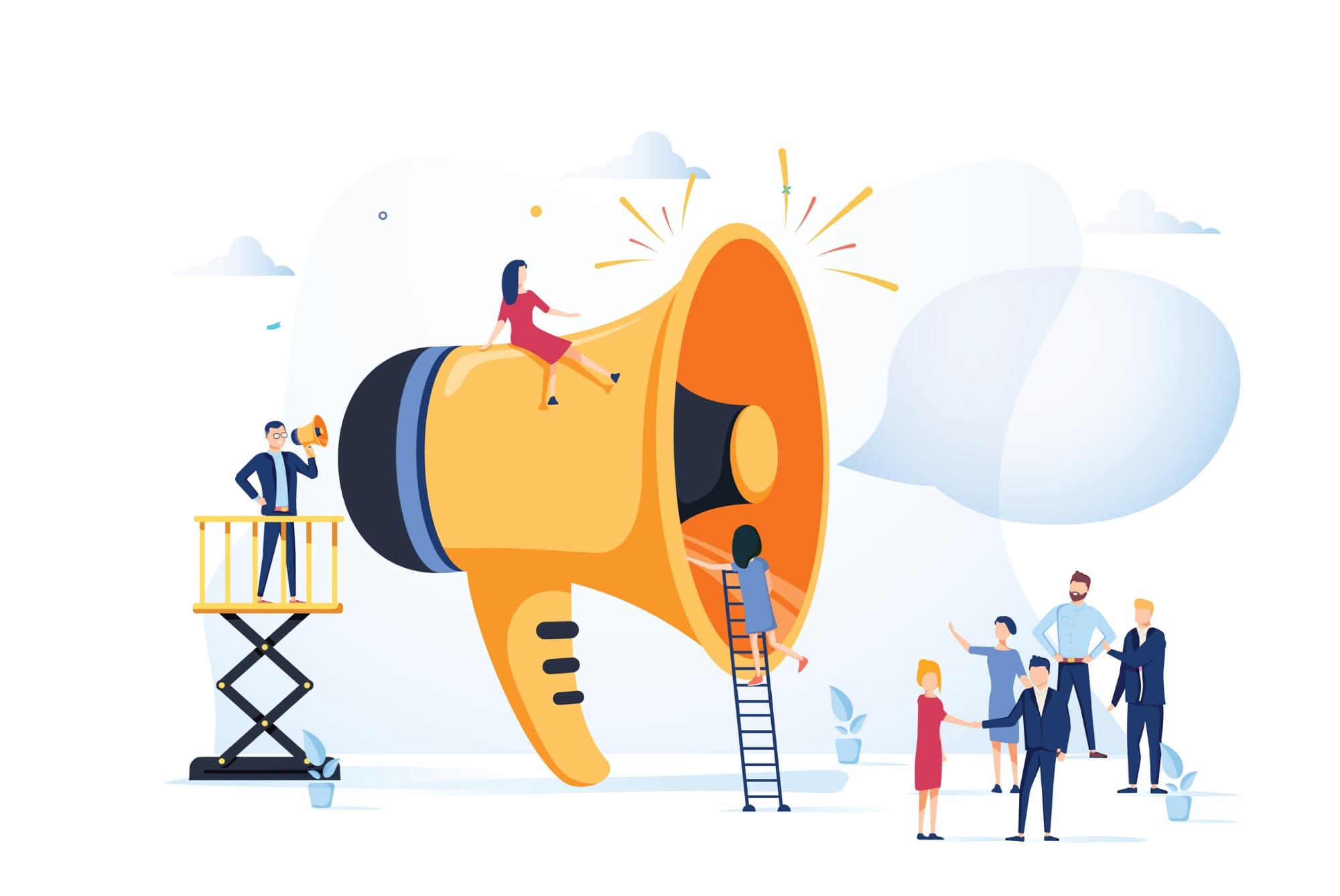 Megaphone illustration to represent brand messaging shouting at consumers